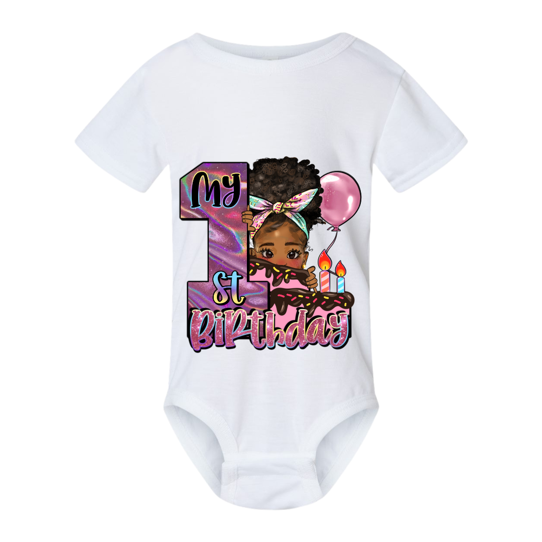 Peek-A-Boo 1st Birthday Girl Onesie