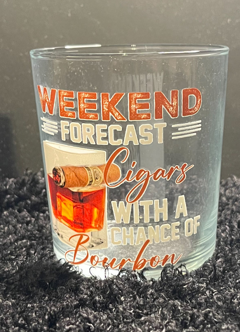 Weekend Forecast whiskey glass