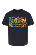 Autism Awareness T-Shirt – “Seeing the World Differently” Bold Floral Puzzle Design