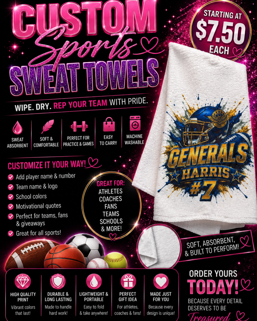 Custom Sports Sweat Towel