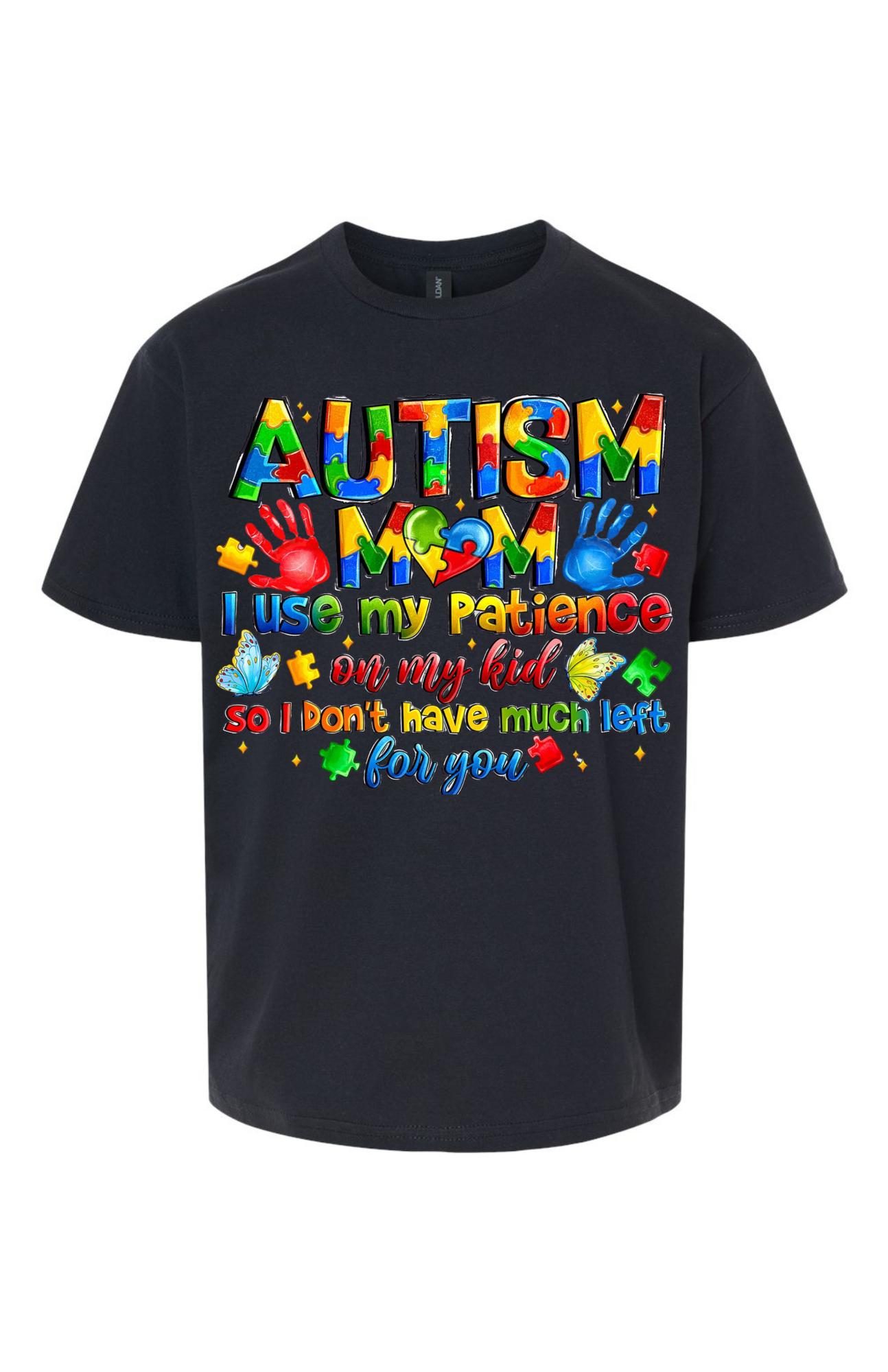Autism Mom T-Shirt – “I Use My Patience on My Kid” Funny Puzzle Piece Awareness Tee